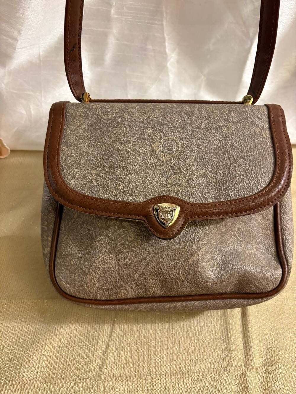 Liz Claiborne Vintage Brown Monogram Crossbody